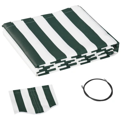 Outsunny 11' x 10' Retractable Awning Fabric Replacement Outdoor Sunshade Canopy Awning Cover, UV Protection, Green and White