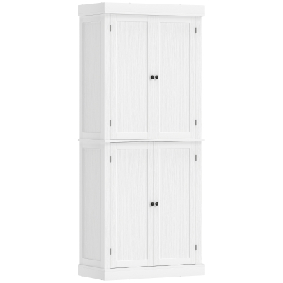 HOMCOM 72.5" Freestanding Kitchen Pantry Cabinet with 4 Doors, White