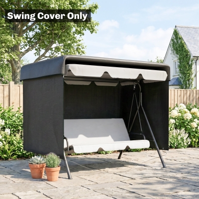 Outsunny 3-Seater Patio Swing Cover, Outdoor Garden Furniture Protection, 85" x 61" x 59", Black