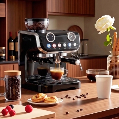 HOMCOM 15 Bar Coffee Maker Espresso Machine with Grinder Milk Frother Stainless Steel Espresso Maker for Cappuccino Latte Black