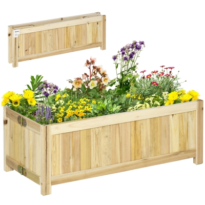 Outsunny Foldable Wooden Raised Garden Bed, 28'' x 12'' x 10''