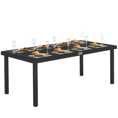 Outsunny 75" Outdoor Dining Table for 8, Black Aluminum Frame