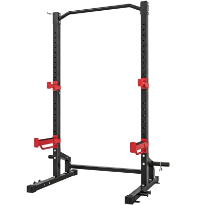 Soozier Power Cage Squat Rack, 1100LB Heavy-Duty Power Rack with Pull-Up Bar, Adjustable J-Hooks, Plates and Barbell Storage