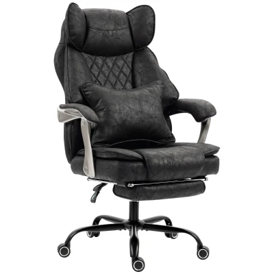 HOMCOM Executive Office Chair, Leathaire Big and Tall Office Chair 400 lbs with Wide Seat, Reclining, Lumbar Support, Black
