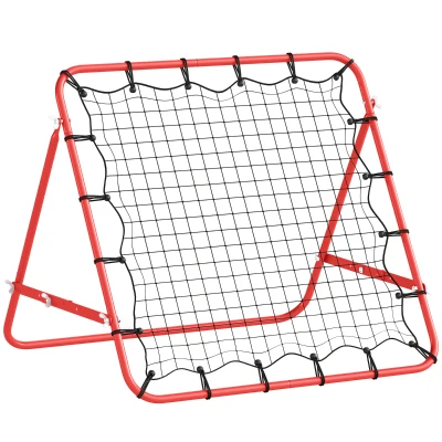 HOMCOM Volleyball Rebounder Net Football Training Aid Kickback Target Play Red