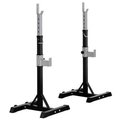 Soozier 2-Piece Squat Rack, Adjustable Bench Press Stand, Weight Lifting Rack for Home Gym Strength Training, Black