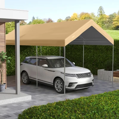 Outsunny 10x20ft UV Resistant Carport Canopy, Beige Cover