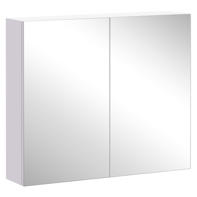 HOMCOM Wall Mount Mirrored Medicine Cabinet, Bathroom Mirror Cabinet with Adjustable Shelf, Double Soft Closing Doors, Light Lilac