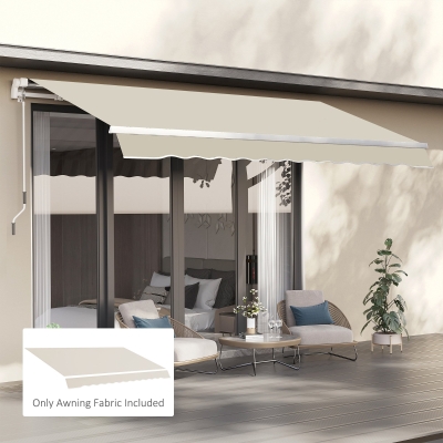 Outsunny 11' x 8' Outdoor Sunshade Canopy Awning Cover, Retractable Awning Fabric Replacement, UV Protection, Cream White