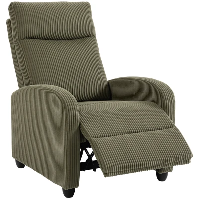 HOMCOM Fabric Recliner Chair Manual Home Theater Seating Single Reclining Sofa Chair with Padded Seat for Living Room
