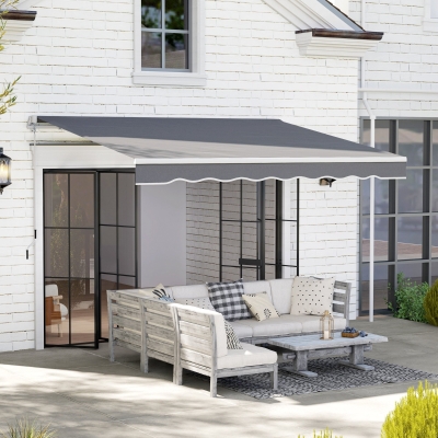 Outsunny 8' x 7' Retractable Awning, Patio Awnings, Sunshade Shelter with 280 g/m² UV & Water-Resistant Fabric, Dark Grey