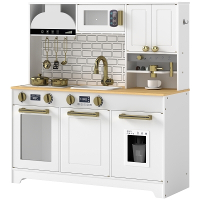 Qaba Kids Play Kitchen Set with Coffee Maker & Storage, 3-8 Years