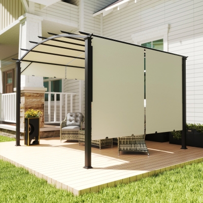 Outsunny 11' x 11' Retractable Pergola Canopy for Patio, Backyard, Beige
