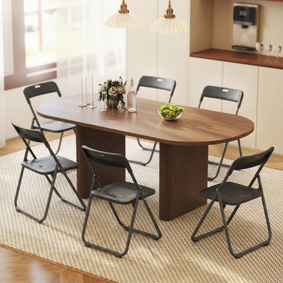 HOMCOM Folding Chairs 6 Pack, Plastic Foldable Chairs with Vent, Carry Hole and Steel Frame for Home, Office, Dining, Black