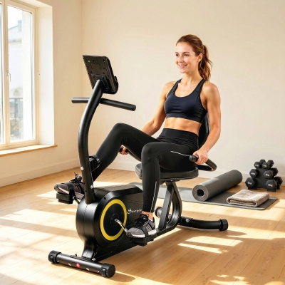 Soozier Recumbent Exercise Bike for Home, Stationary Bike with Bluetooth, App Connectivity, Quiet 8-Level Magnetic Resistance