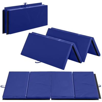 Soozier 4'x10'x2" Folding Gymnastics Tumbling Mat, Exercise Mat with Carrying Handles for Yoga, MMA, Martial Arts, Blue