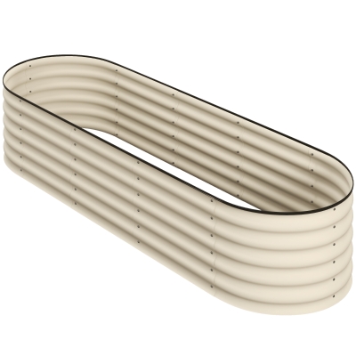Outsunny 6.5 x 2 x 1.5ft Galvanized Raised Garden Bed Kit, Metal Planter Box with Safety Edging, Cream White