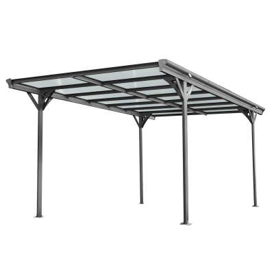 Outdoor Storage Carport with Double-Layer Waterproof Roof, Sloping-Roof Vehicle Shelter with Aluminium Alloy Frame, 120'' L x 198'' W x 91.5'' H, Black