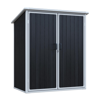 Outdoor Resin Storage Shed with Secure Lockable Doors, Waterproof Lockable Cabinet with UV-Resistant Durable Resin, 60.5'' L x 38'' W x 68.5'' H, Black