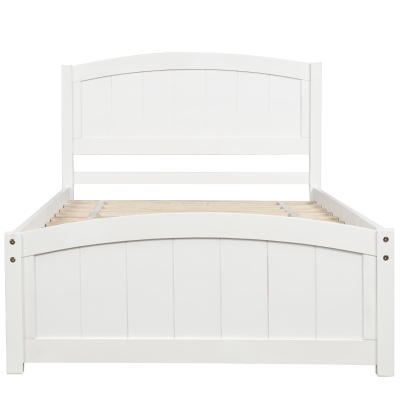 Twin Wood Platform Bed with Durable Material and Light Weight, Solid Bed Frame with 10 Evenly Spaced Slats, 79.5" L x 41.5" W x 35.5" H, White