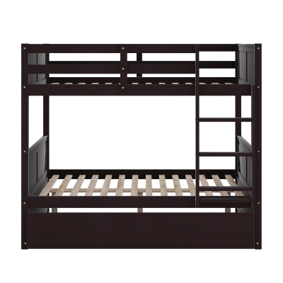 Full-Over-Full Bunk Bed with Pullout Trundle, Space-Saving Bed Frame with 2 Separate Beds, 79.5" L x 57" W x 60" H, Espresso