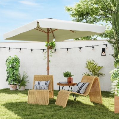 Outsunny Patio Umbrella 118.1" x 78.7" Outdoor Parasol UV50+ Protection in White