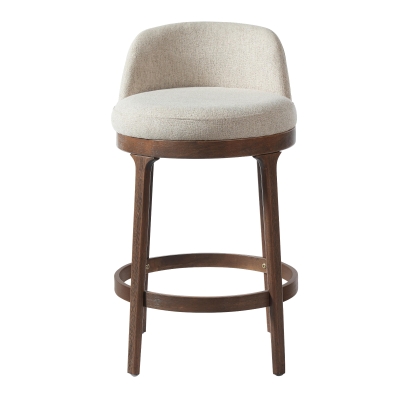 Counter Height Bar Stools with Rubber Wood Frame, Modern Bar Chairs with Upholstered Ergonomic Seat, 18.5'' L x 18.5'' W x 33'' H, Beige+Walnut