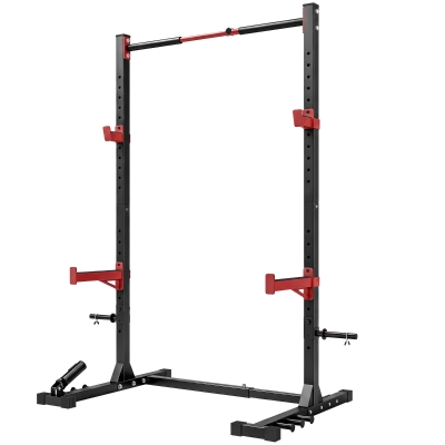 Soozier Power Cage Squat Rack, 1100 lb Capacity Power Rack with Pull-Up Bar, Adjustable Width, Adjustable J-Hooks, Safety Arms