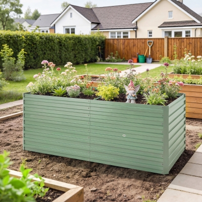 Outsunny 5' x 3' x 2' Raised Garden Bed, Galvanized Planter Box for Growing Flowers, Herbs and Vegetables, Light Green