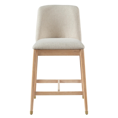 Counter Height Bar Stool Set of 2 with Rubberwood Construction, Modern Bar Chairs with Padded Upholstered Seat, 20'' L x 22.5'' W x 38'' H, Natural