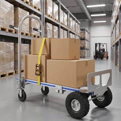 Soozier 4-Wheel/2-Wheel Cargo Cart, 2-in-1 Folding Hand Truck with Aluminum Alloy Frame and Steel Handle, Capacity, Silver Tone