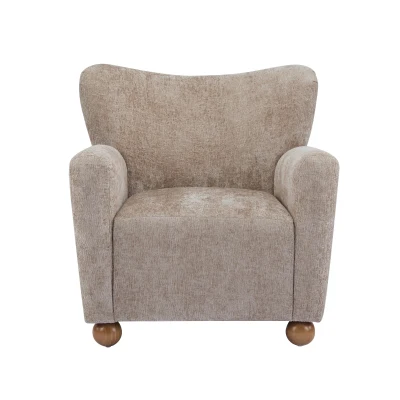 Cozy Wingback Armchair with Premium Fabric Upholstery, Bouclé Accent Chair with Plush Cushioned Seat, 32'' L x 31'' W x 32.5'' H, Beige Brown