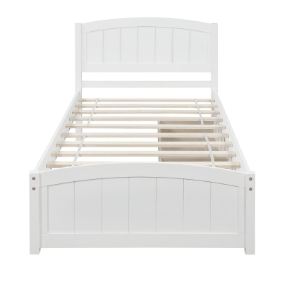 Solid Twin Wood Platform Bed with Strong Pine Legs and Durable Material, Bunk Bed with 2 Drawers Below, 79.5" L x 41.5" W x 37.5" H , White