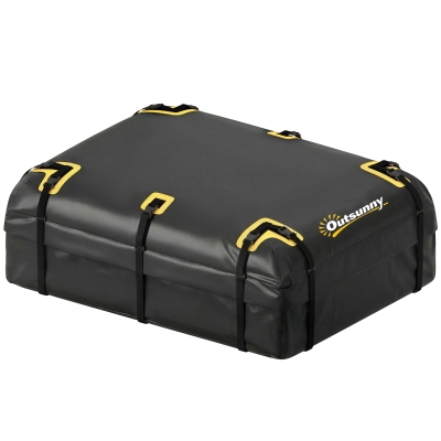 Outsunny Rooftop Cargo Carrier, 21 Cubic Feet Waterproof Soft-Shell Car Roof Storage Bag with Door Hooks, Anti-Slip Mat