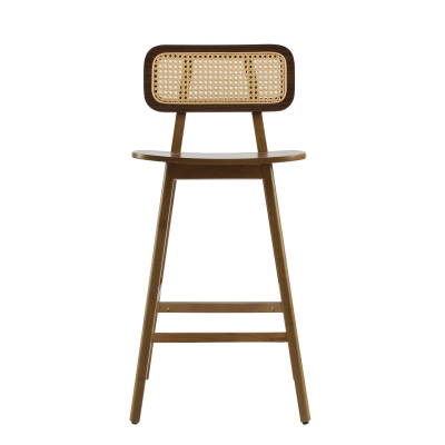 Bari Counter Stools with High-Quality Rubber Wood, Cozy Bar Chairs with Good Breathability and Lumbar Support, 18" L x 20.5" W x 26" H, Walnut