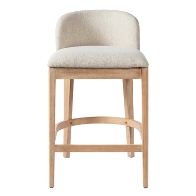 Counter Height Bar Stool Set with Foam Upholstered Seat, Modern Bar Chairs with Ergonomic Curved Backrest, 19.5'' L x 21.5'' W x 33'' H, Beige+Natural