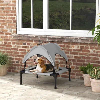 PawHut Elevated Dog Bed with Canopy, Outdoor Mesh, 30"x24"x27"