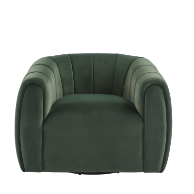 Modern Comfort Club Chair with Boutique-Feel Seat, Semi-Circular Armchair with Integrated Armrests, 37'' L x 32.5'' W x 26.5'' H, Black+Olive Green