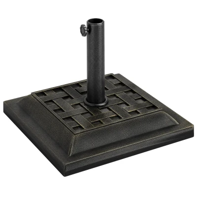 Outsunny 20 lbs Square Resin Patio Umbrella Stand Base Coated Pole Market Umbrella Parasol Holder Bronze