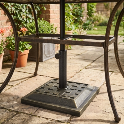 Outsunny 20 lbs Square Resin Patio Umbrella Stand Base Coated Pole Market Umbrella Parasol Holder Bronze