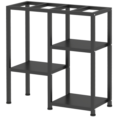 PawHut 25 Gallon Fish Tank Stand, Metal Aquarium Stand with 3 Tier Storage Shelf, Adjustable Feet for Home Office, Black
