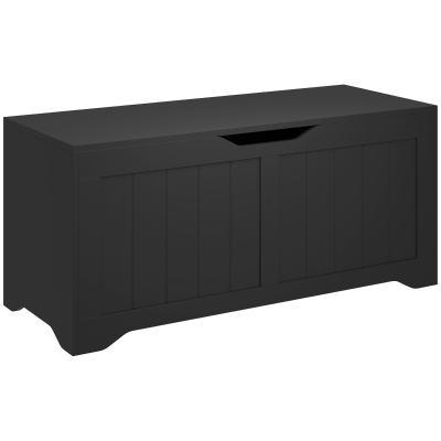 HOMCOM Storage Bench with Lift Top Storage Chest with Safety Hinges for Entryway, Living Room, Black