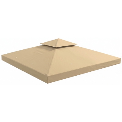Outsunny 10' x 10' Square 2-Tier Gazebo Canopy Replacement Top Outdoor Garden Sun Shade Cover, Replacement Top Only, Beige