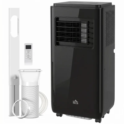 HOMCOM 10,000 BTU Moible Air Conditioner 440 Sq. Ft., Dehumidifier Fan Auto Sleep with 24H Timer On/Off, Window Kit, Black