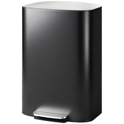 HOMCOM Fingerprint-proof Kitchen Trash Can, 13.2 Gallon Garbage Can with Soft-close Lid and Foot Pedal, Black