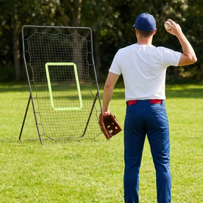 Soozier 4 x 5.7ft Volleyball Rebounder Net with Strike Zone, Baseball Lacrosse Training Net for Pitching and Fielding