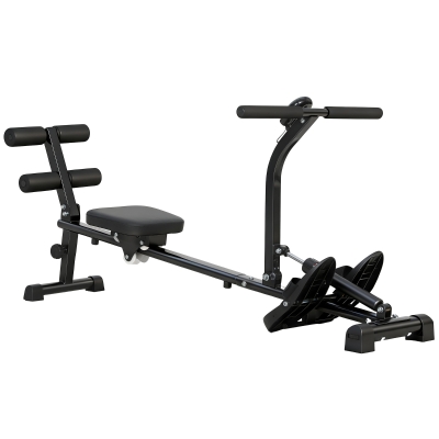 Soozier Hydraulic Rowing Machine with LCD Monitor, Sit-Up Function for Home Gym, Black