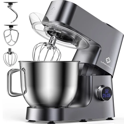 Powerful 800W 7.4-QT Stand Mixer with 12 Speeds, 13.5" L x 10.5" W x 14" H, Metallic Grey