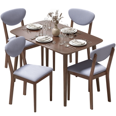 HOMCOM 5-Piece Dining Table Set, Modern Kitchen Table & Chairs, Gray