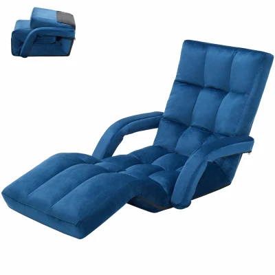 Folding Floor Chair with 14 Precision Adjustment Levels, 20.5"L x 39.5"W x 25.5"H, Blue